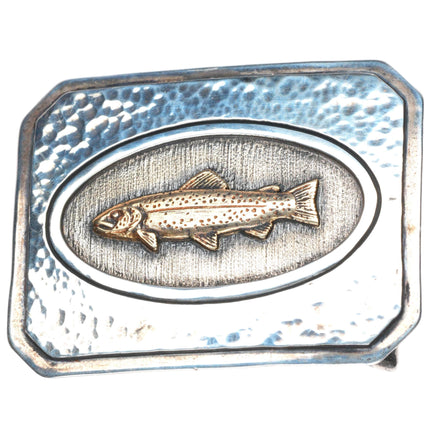 Vintage Jeep Collins Texas Trout 14k gold/Sterling silver belt buckle