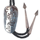 Big Vintage Mitchell Sockyma Hopi overlay bolo tie sterling silver