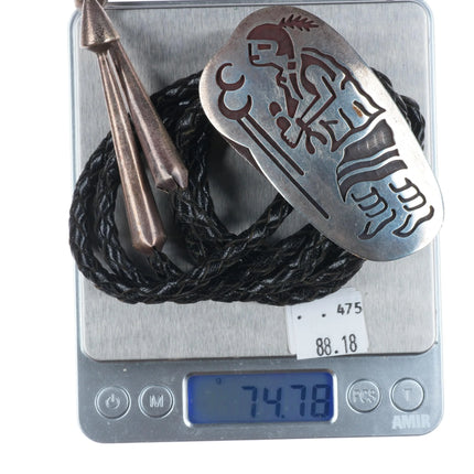 Big Vintage Mitchell Sockyma Hopi overlay bolo tie sterling silver