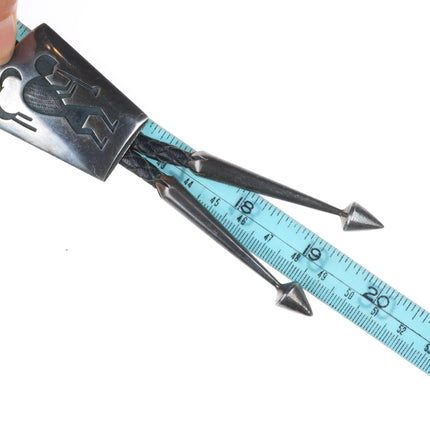 Vintage Hopicrafts Hopi overlay bolo tie sterling silver Kokopelli flute player