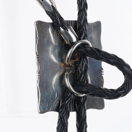 Jerry T Nelson Navajo Sterling silver Sugilite, Gaspeite, lapis bolo tie
