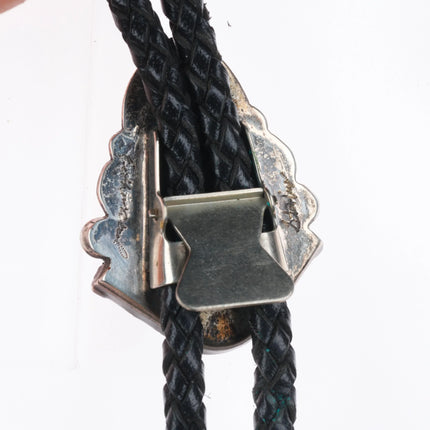 Vintage Esther Wood Navajo sterling silver high grade turquoise bolo tie