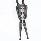1950's Navajo sterling silver thunderbird bolo tie in overlay style
