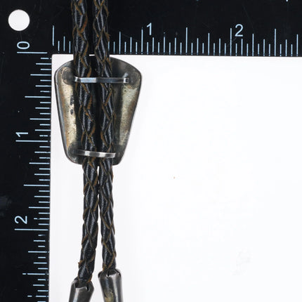 1950's Navajo sterling silver thunderbird bolo tie in overlay style