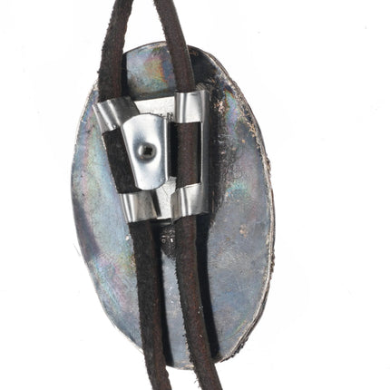Vintage southwestern sterling silver green/maroon jasper bolo tie
