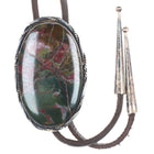 Vintage southwestern sterling silver green/maroon jasper bolo tie