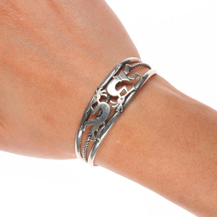 6" Vintage Navajo sterling silver Kokopelli cuff bracelet