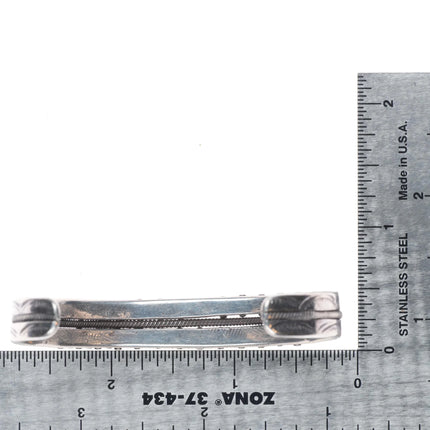 6.6" 30's-40's Zuni sterling silver 2 row snake eye turquoise cuff bracelet