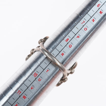 sz9 Vintage Zuni sterling silver turquoise channel inlay flower form ring