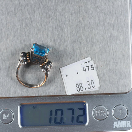 sz5.75 Lagos Caviar 18k gold/Sterling silver Topaz ring