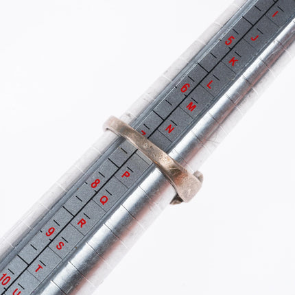 sz7 Vintage zuni sterling silver stamped bezel turquoise channel inlay ring