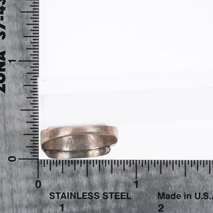 sz7 Vintage zuni sterling silver stamped bezel turquoise channel inlay ring