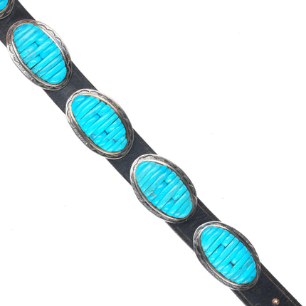 Carlos Eagle Ottawa/Chippewa sterling silver turquoise row inlay concho belt