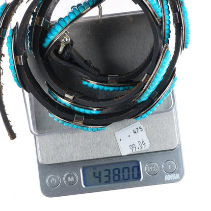 Carlos Eagle Ottawa/Chippewa sterling silver turquoise row inlay concho belt