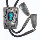 Ray King Navajo vintage sterling silver bolo tie/fancy tips, nice turquoise