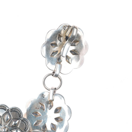 43" Southwestern Sterling silver deep stamped link concho belt - Sunwest shop