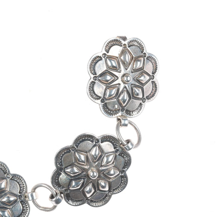 43" Southwestern Sterling silver deep stamped link concho belt - Sunwest shop