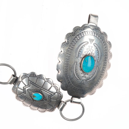 33" 40's-50's Fred Harvey Natural turquoise sterling silver concho belt