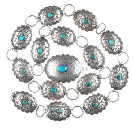 33" 40's-50's Fred Harvey Natural turquoise sterling silver concho belt