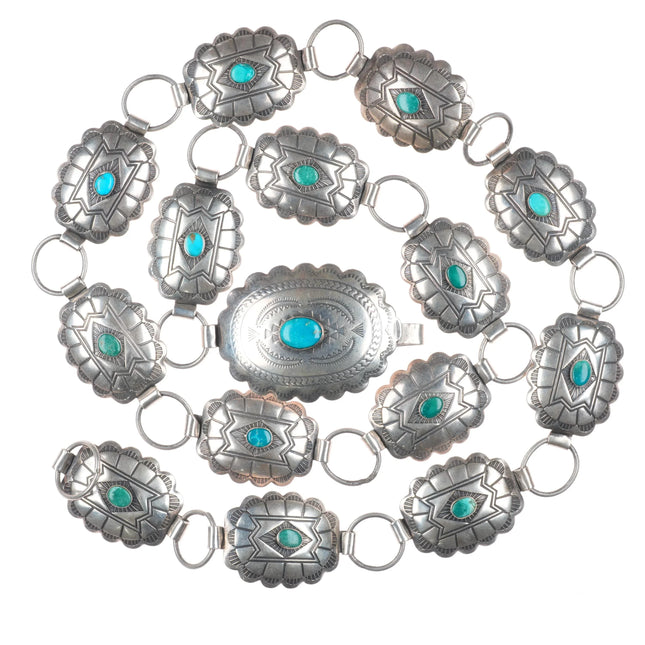 33" 40's-50's Fred Harvey Natural turquoise sterling silver concho belt