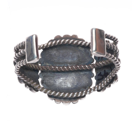 5.75" Vintage Navajo Royston turquoise cluster cuff bracelet sterling silver