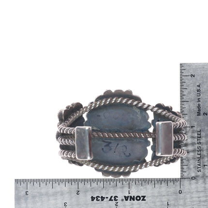 5.75" Vintage Navajo Royston turquoise cluster cuff bracelet sterling silver