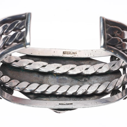 6.5" c1950's Puebloan or Navajo sterling silver cuff bracelet with turquoise