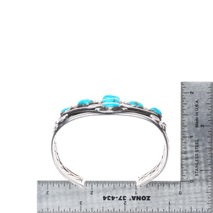 6.5" c1950's Puebloan or Navajo sterling silver cuff bracelet with turquoise