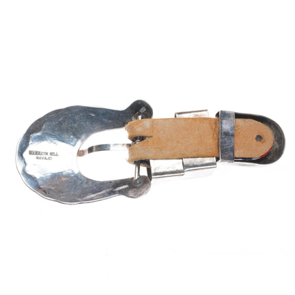 Vintage Kenneth Bill Navajo sterling silver/turquoise ranger belt buckle set 3/4