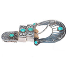 Vintage Kenneth Bill Navajo sterling silver/turquoise ranger belt buckle set 3/4