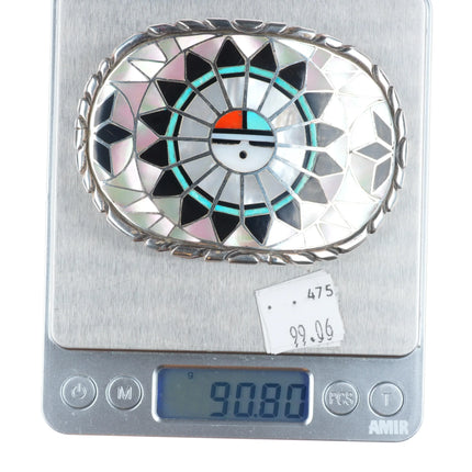 RLK Zuni Ralph and Lillie Kallestewa vintage sterling silver sunface belt buckle