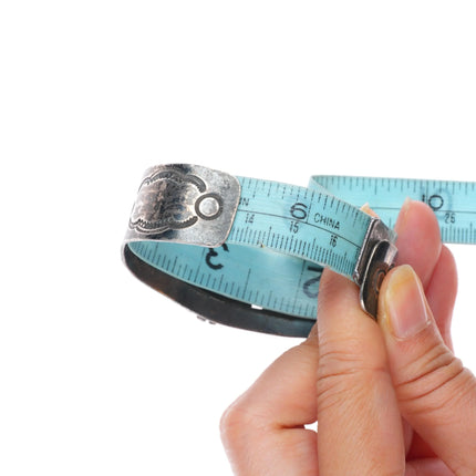 6.6" c1940's Navajo sterling silver turquoise wide hand stamped cuff bracelet