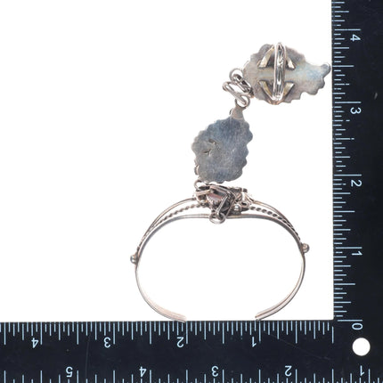 6.2" & sz7 Navajo sterling silver mother of pearl ring/cuff "slave bracelet"