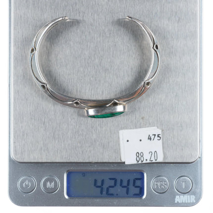 6.5" Orville Tsinnie Navajo sterling silver malachite cuff bracelet