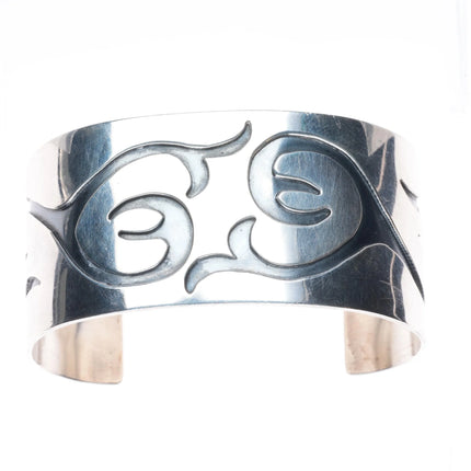 7" Vintage Navajo Overlay cuff bracelet sterling silver