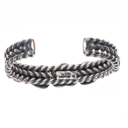 6" David Reeves Navajo sterling silver, lapis, spiny oyster hearts cuff bracelet