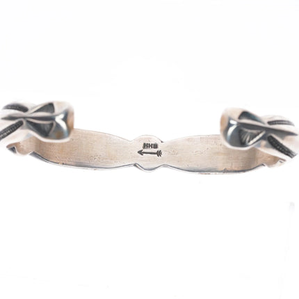 7" Harry H Begay Navajo carinated heavily stamped sterling silver cuff bracelet