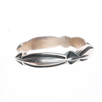 7" Harry H Begay Navajo carinated heavily stamped sterling silver cuff bracelet