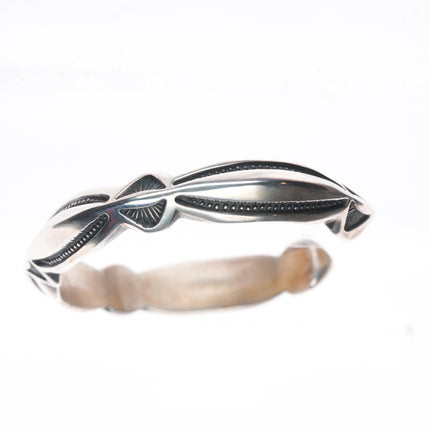 7" Harry H Begay Navajo carinated heavily stamped sterling silver cuff bracelet