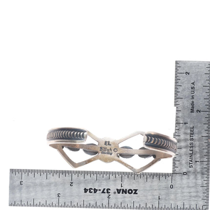 6.5" El Billah Navajo sterling silver spiderweb turquoise cuff bracelet