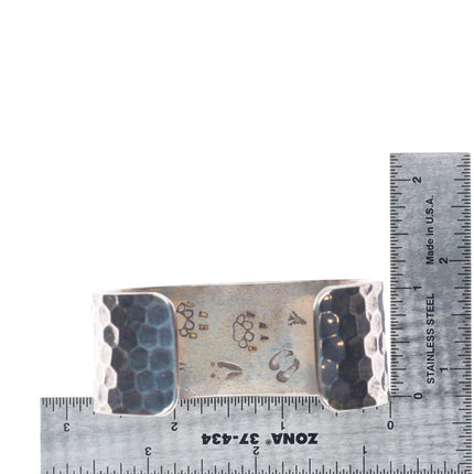 6.5" Michael L Slim  Navajo hammered sterling silver heavy cuff bracelet