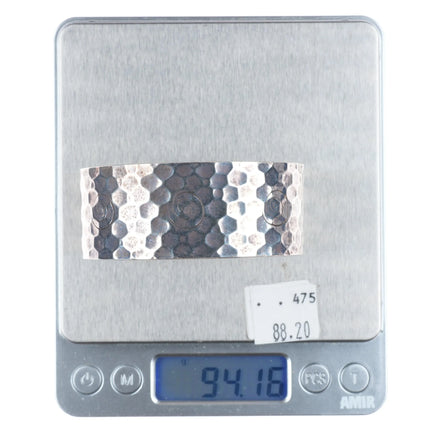 6.5" Michael L Slim  Navajo hammered sterling silver heavy cuff bracelet