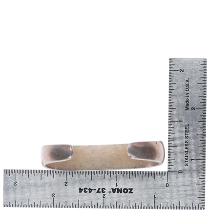 6" Vintage Zuni sterling silver double row turquoise channel inlay cuff bracelet