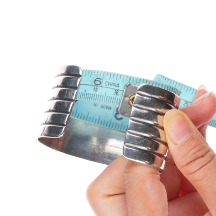 6.4" Vintage Navajo sterling silver green turquoise wide cuff bracelet