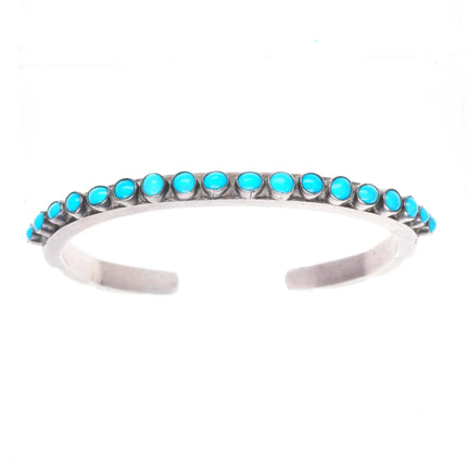 6.35" 40's Navajo sterling silver Sleeping Beauty turquoise row cuff bracelet