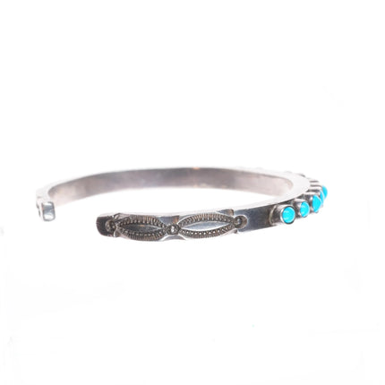 6.35" 40's Navajo sterling silver Sleeping Beauty turquoise row cuff bracelet
