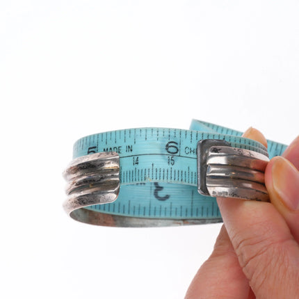 6.1" 1950's Bisbee turquoise Navajo sterling silver row cuff bracelet vintage