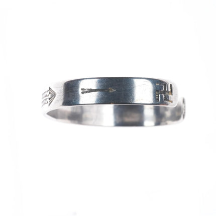 7" Antique Navajo ingot silver whirling logs/arrow slim stacker cuff bracelet