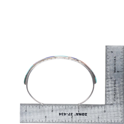 6.5" Vintage southwestern sterling silver multistone channel inlay cuff bracelet
