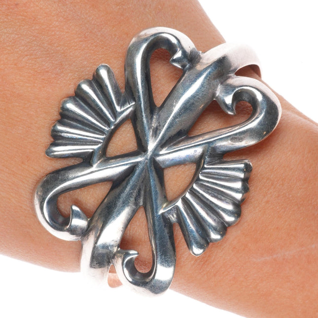 6.5" Vintage Navajo sterling silver cast older cuff bracelet